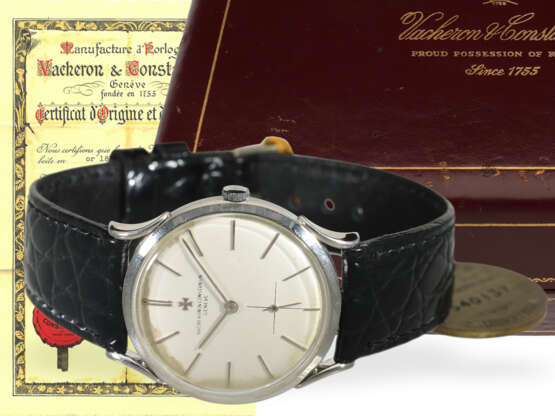 Armbanduhr: flache, seltene Vacheron & Constantin "Calatrava" in Weißgold, Ref.6183, Box und Originalpapiere - фото 1