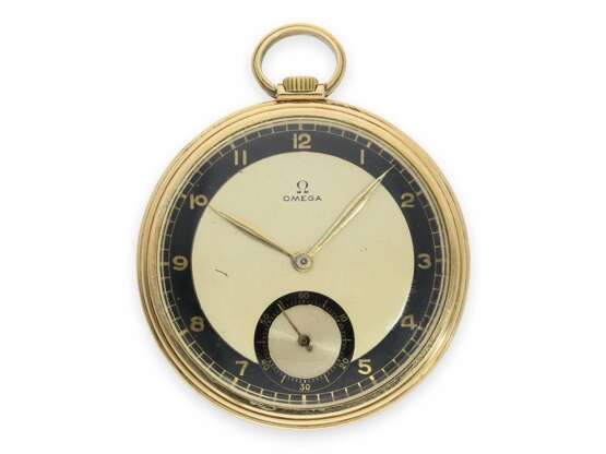 Taschenuhr: seltene Omega Frackuhr mit 2-farbigem Zifferblatt, Art déco, 18K Gold, ca. 1935 - Foto 1