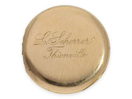 Taschenuhr: wunderschöne Miniatur-Gold/Emaille-Damenuhr mit Rokoko-Emaillemalerei im Watteau-Stil, Maurice Ditisheim, La Chaux-de-Fonds, No.113626, ca.1890 - Foto 6