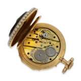 Taschenuhr/Anhängeuhr: einzigartige und sehr kostbare "Louis XV" Chatelaine-Uhr mit Achatkameen, Orientperlen und Diamantbesatz, Frankreich um 1880 - Foto 4