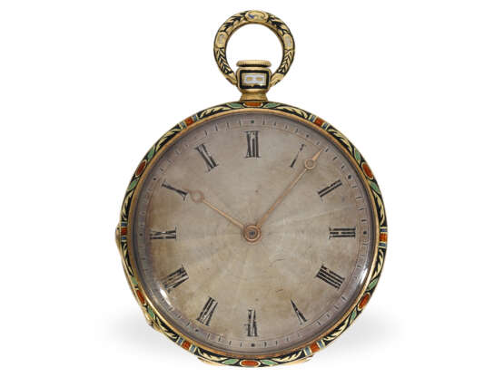 Taschenuhr: sehr feine Gold/Emaille-Lepine mit besonderer Emailliertechnik, Aubert & Capt Geneve No.7738, ca.1830 - photo 4