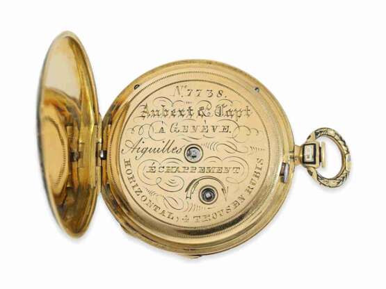 Taschenuhr: sehr feine Gold/Emaille-Lepine mit besonderer Emailliertechnik, Aubert & Capt Geneve No.7738, ca.1830 - Foto 7