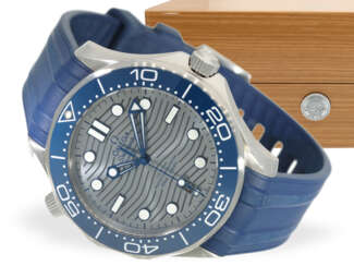 Armbanduhr: nahezu neuwertige, luxuriöse Taucheruhr Omega Co-Axial Masterchronometer Diver, Full-Set 2020
