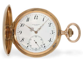 Taschenuhr: rotgoldene Savonnette, Ankerchronometer Alex Hüning Genf, ca. 1910