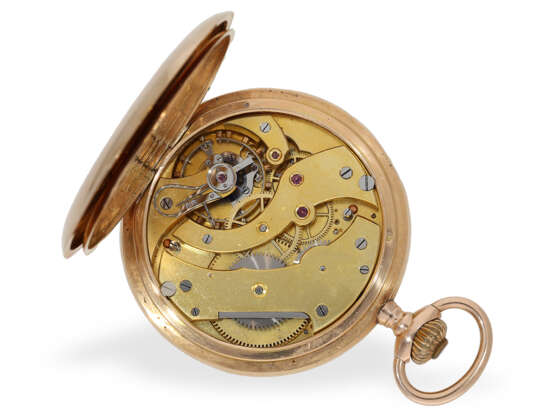 Taschenuhr: rotgoldene Savonnette, Ankerchronometer Alex Hüning Genf, ca. 1910 - photo 2