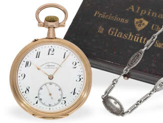 Taschenuhr: hochfeines und seltenes Glashütter Ankerchronometer, Präzisionsuhrenfabrik Alpina Glashütte