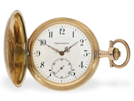 Taschenuhr: große und schwere Goldsavonnette mit Chronometerhemmung, ca. 1900 - Foto 1