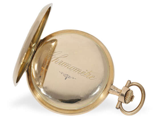 Taschenuhr: große und schwere Goldsavonnette mit Chronometerhemmung, ca. 1900 - photo 3
