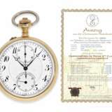 Taschenuhr: Rarität, Observatoriums-Chronometer mit Chronograph, Paul Ditisheim No.23526, geprüft in Neuchatel 1908, mit Auszug aus der Chronometer-Datenbank - Foto 1