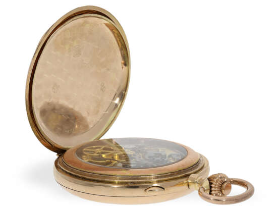 Taschenuhr: außergewöhnlich große und schwere, komplizierte Goldsavonnette "Carillon", ca. 1900 - Foto 6
