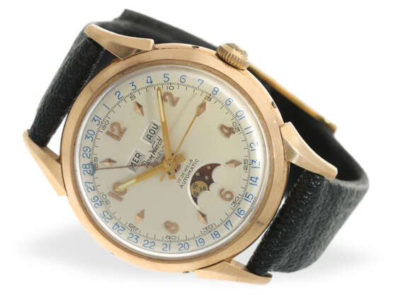 Armbanduhr: komplizierte vintage Herrenuhr, sog. "Triple-Date", Pink-Gold, Dom Watch Geneve, um 1950 - Foto 1