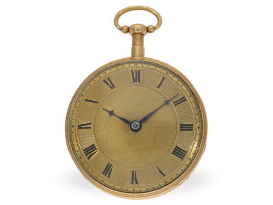 Taschenuhr: 18K goldene Zylinderuhr mit Schlagwerk und Musikwerk, ca. 1820 - Foto 1