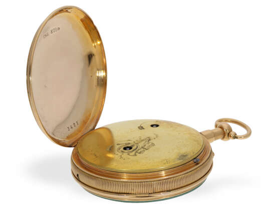 Taschenuhr: 18K goldene Zylinderuhr mit Schlagwerk und Musikwerk, ca. 1820 - photo 4