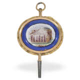 Uhrenschlüssel: zwei extrem seltene, große Goldschlüssel mit Pietra Dura Mosaik, ca. 1810 - Foto 3