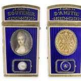 Etui/Carnet du Bal: extrem rares "CARNET DE BAL" mit eingebauter Uhr, Gold/Emaille mit Diamantbesatz "Souvenir D'Amitie", Frankreich um 1830, Provenance: Fondation Napoléon - фото 1