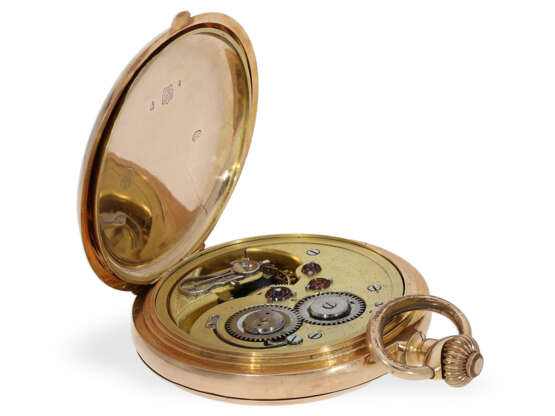 Taschenuhr: besonders schwere, rotgoldene Savonnette mit Chronometerhemmung, ca. 1900 - Foto 4