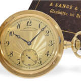 Taschenuhr: prächtige A. Lange & Söhne Glashütte Goldsavonnette mit Originalbox, ca. 1911 - фото 1