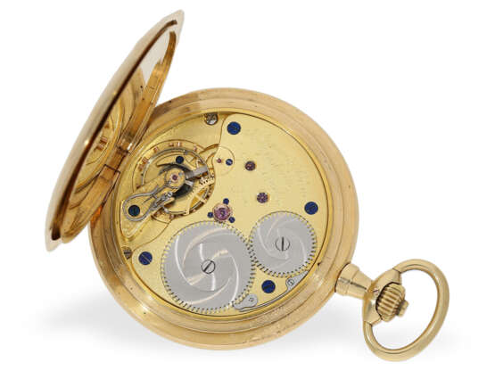 Taschenuhr: prächtige A. Lange & Söhne Glashütte Goldsavonnette mit Originalbox, ca. 1911 - Foto 3