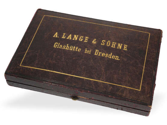 Taschenuhr: prächtige A. Lange & Söhne Glashütte Goldsavonnette mit Originalbox, ca. 1911 - фото 10