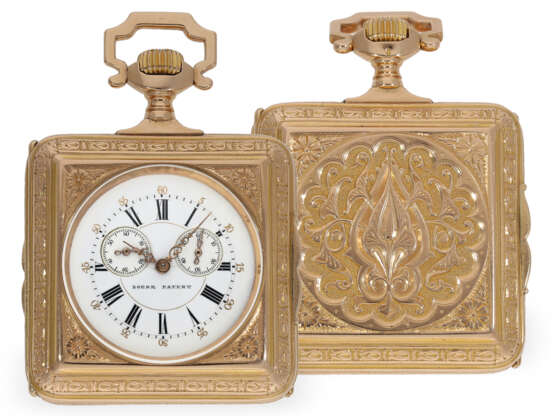 Taschenuhr: Rarität, Loehr "Perpetuelle" in goldenem Prunkgehäuse No.635, ca.1880 - Foto 1