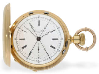 Schwere Taschenuhr mit Independent Split Second Chronograph und Diablotine, Huguenin & Grezet Locle, um 1870