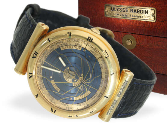 Rare astronomische Armbanduhr, Ulysse Nardin "Planetarium Copernicus" Ref.821-22, Box & Papiere - Foto 1