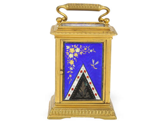 Reiseuhr: seltene und äußerst attraktive Miniatur-Reiseuhr mit Emaillegehäuse, ca. 1900 - photo 7