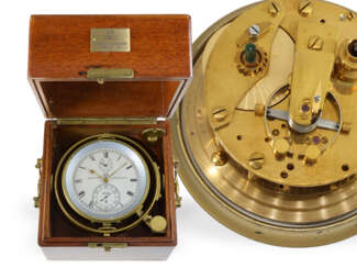 Marinechronometer: seltenes Glashütter Marinechronometer, seltener Originalzustand, mit Stammbuchauszug