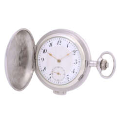 Heavy silver pavonette pocket watch with minute repeater and Pforzheim case.