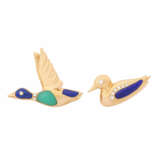 LÜTH BIJOUX pair of brooches "Ducks" with diamonds, total approx. 0,11 ct, - photo 1