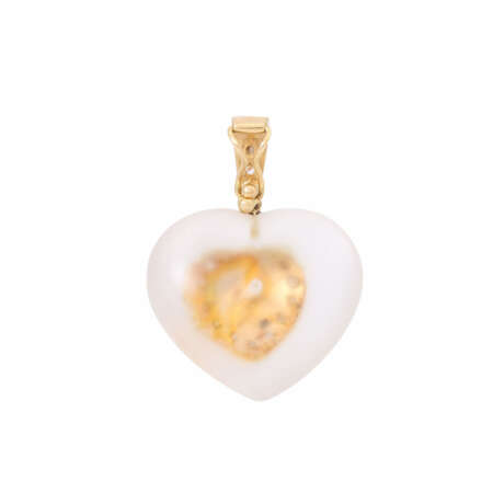 Clip pendant "Heart" made of rock crystal with sapphire and diamonds ca. 0,15 ct, - photo 2
