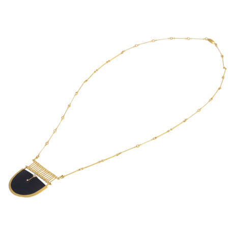 Unique designer necklace with onyx and diamond ca. 0,04 ct, - photo 3