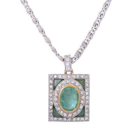 Pendant with emeralds and diamonds total ca. 0,9 ct, - photo 2