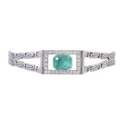 Bracelet with emerald ca. 2 ct and diamonds add. ca. 0,5 ct,