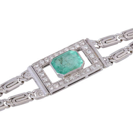 Bracelet with emerald ca. 2 ct and diamonds add. ca. 0,5 ct, - Foto 6