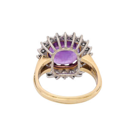Ring with fine amethyst surrounded by 20 diamonds total ca. 0,8 ct, - photo 3