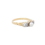 Ring with pearl and old cut diamonds together ca. 0,4 ct, - фото 1