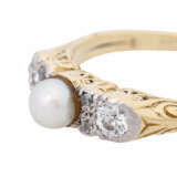 Ring with pearl and old cut diamonds together ca. 0,4 ct, - фото 3