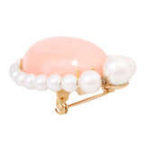 Brooch/pearl chain shortener with fine angel skin coral and pearls, - фото 3