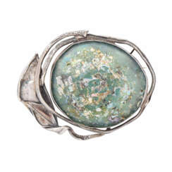 AVI SOFFER designer brooch/pendant with Roman antique glass,
