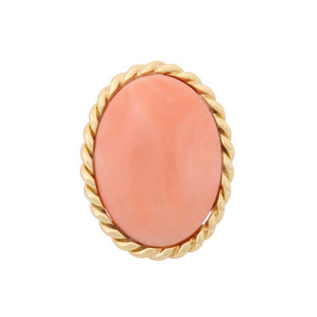 Ring with fine salmon coral, - photo 2