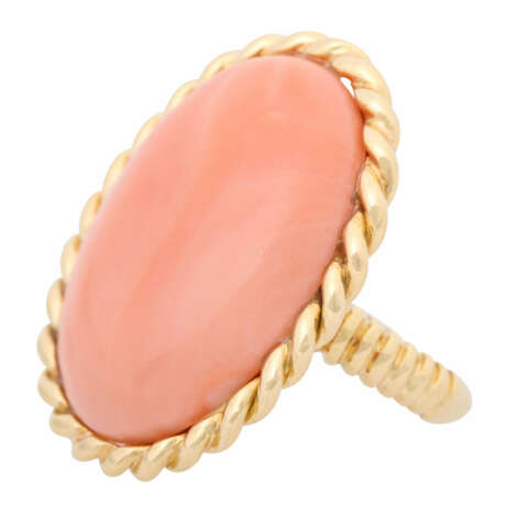 Ring with fine salmon coral, - photo 3