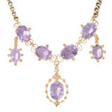 Necklace with 7 oval faceted amethysts and seed beads, - фото 2