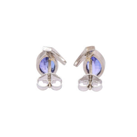 Stud earrings with tanzanites and diamonds, - фото 2