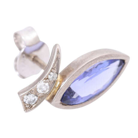 Stud earrings with tanzanites and diamonds, - фото 3