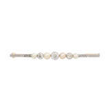 Bar pin with 3 old cut diamonds together ca. 0,74 ct, - фото 1