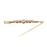 Bar pin with 3 old cut diamonds together ca. 0,74 ct, - фото 2