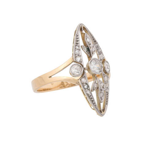 Art Nouveau/Art Deco ring with diamonds total ca. 0,65 ct, - фото 1