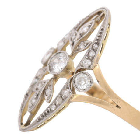 Art Nouveau/Art Deco ring with diamonds total ca. 0,65 ct, - фото 3