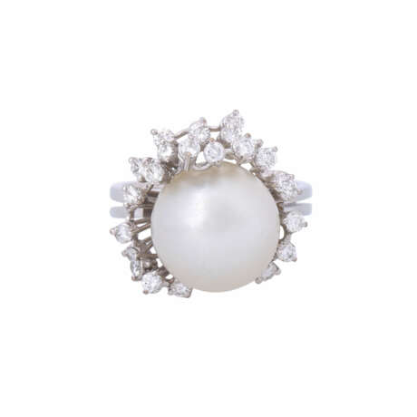Ring with South Sea pearl and diamonds together ca. 0,5 ct, - фото 2